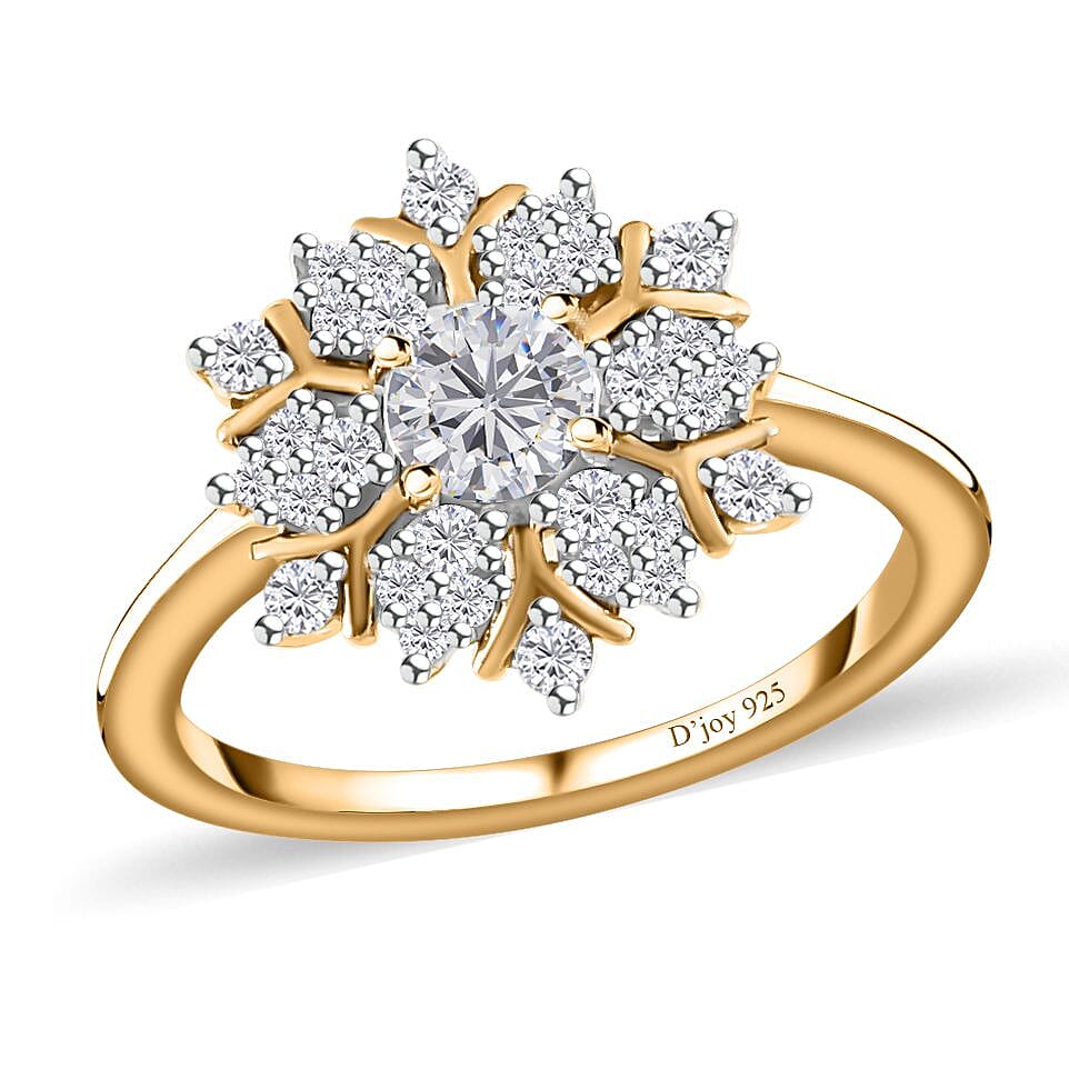 Moissanite Snowflake Ring in Vermeil YG Over Sterling Silver (Size 9.0) 0.60 ctw