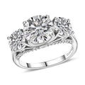 Moissanite Ring in Platinum Over Sterling Silver 4.25 ctw - Sticky add to cart bar