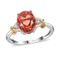 Padparadscha Quartz, White Zircon Ring in 14K YG Over and Sterling Silver (Size 5.0) 2.15 ctw - Sticky add to cart bar