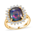 Boulder Opal Triplet, White Zircon Ring in Vermeil YG Over Sterling Silver (Size 6.0) 5.40 ctw - Sticky add to cart bar