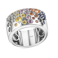 GP Multi Sapphire Ring in Platinum Over Sterling Silver (Size 5.0) 1.75 ctw