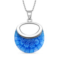 Blue Color Murano Style Necklace (24 Inches) in Stainless Steel - Sticky add to cart bar