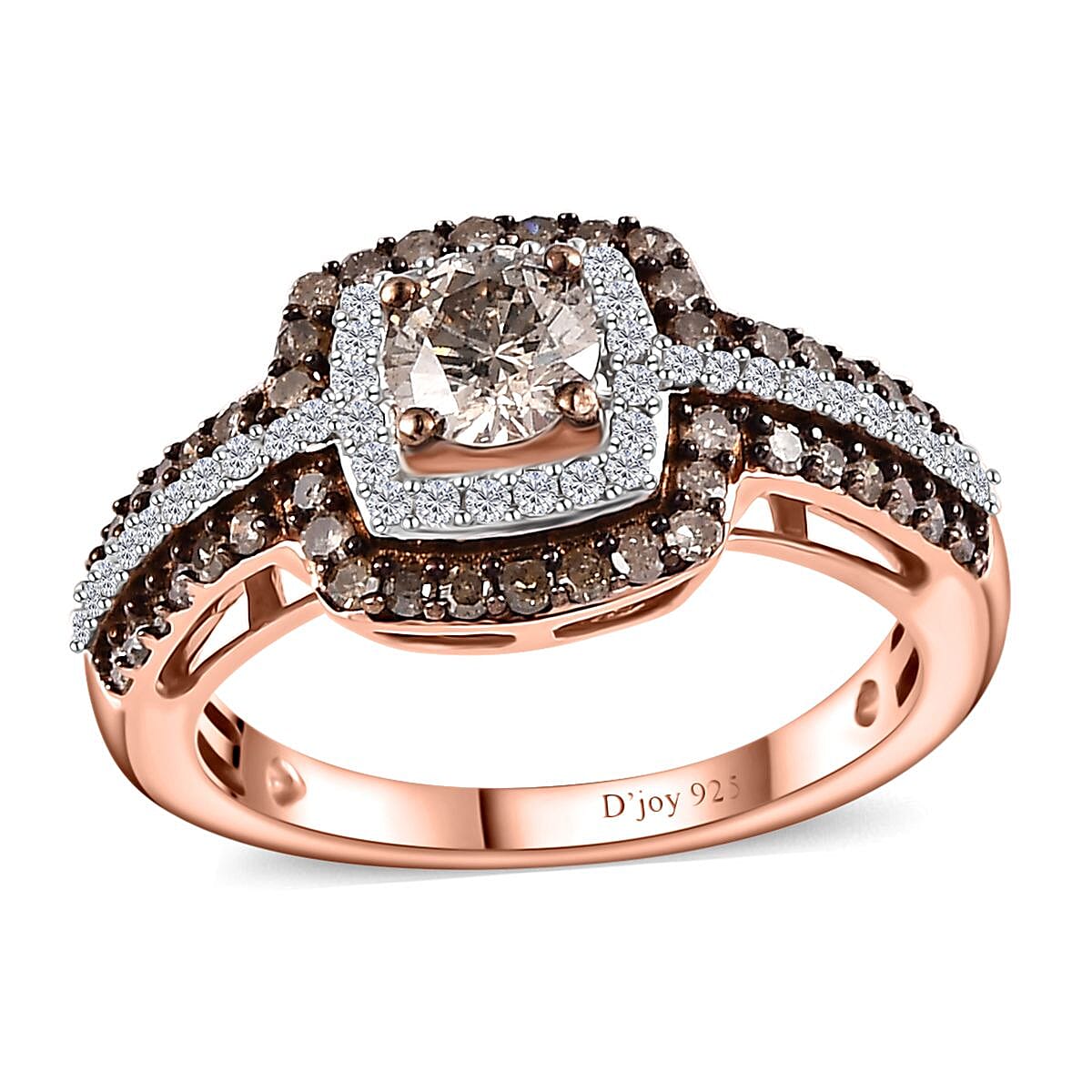 Natural Champagne and White Diamond Geometric Ring