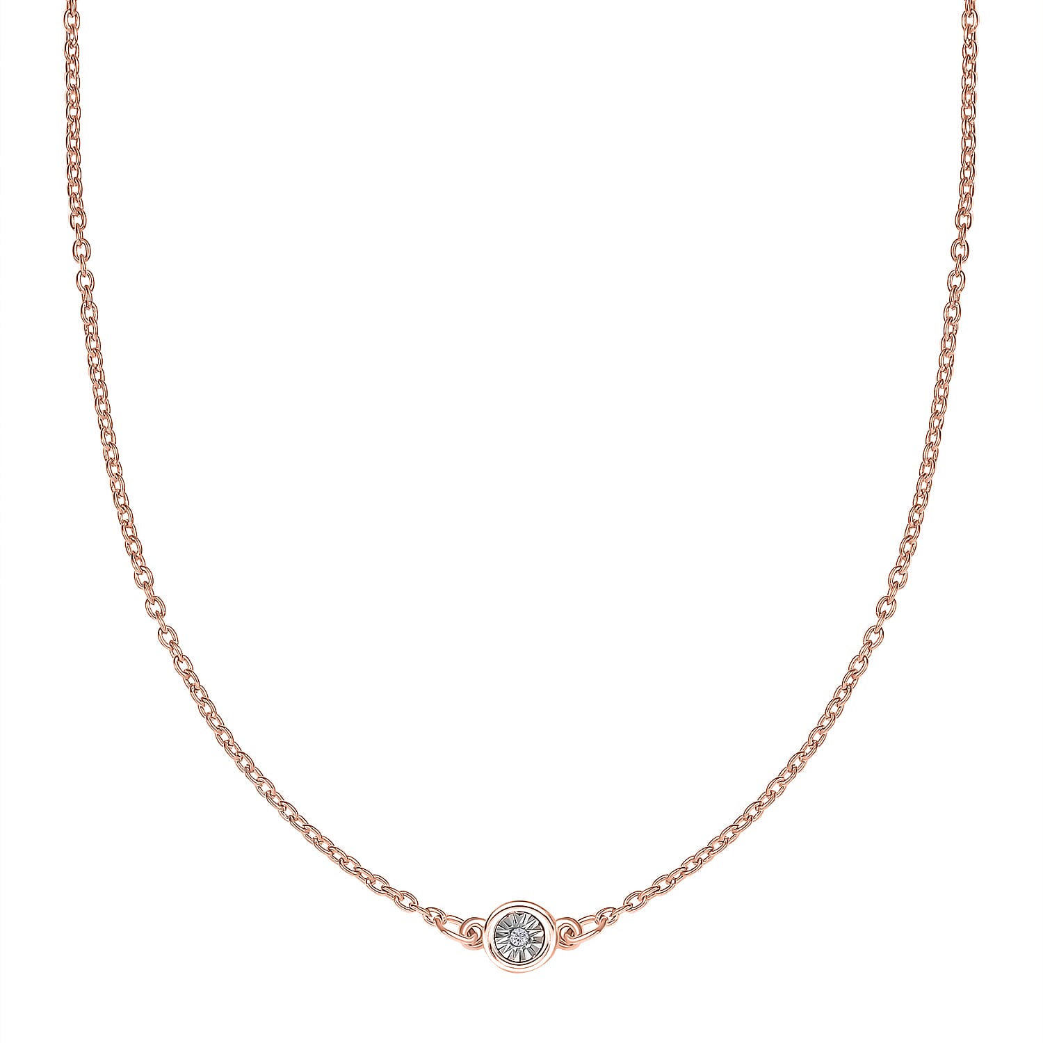 Diamond Accent Necklace 18 Inches in Vermeil Rose Gold Over Sterling Silver
