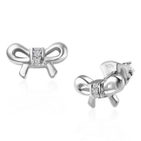 Diamond Accent Bow Knot Stud Earrings in Vermeil YG Over Sterling Silver
