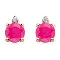 Certified & Appraised Luxoro 10K Rose Gold AAA Montepuez Ruby and I2 Diamond Earrings 2.00 ctw - Sticky add to cart bar