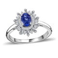 AAA Tanzanite and White Zircon Starburst Ring in Platinum Over Sterling Silver (Size 10.0) 0.90 ctw - Sticky add to cart bar
