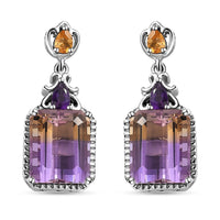D'Joy AAA Anahi Ametrine and Multi Gemstone Dangle Earrings in Platinum Over Sterling Silver 13.75 ctw
