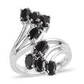 Thai Black Spinel Bypass Ring in Stainless Steel (Size 5.0) 2.50 ctw - Sticky add to cart bar