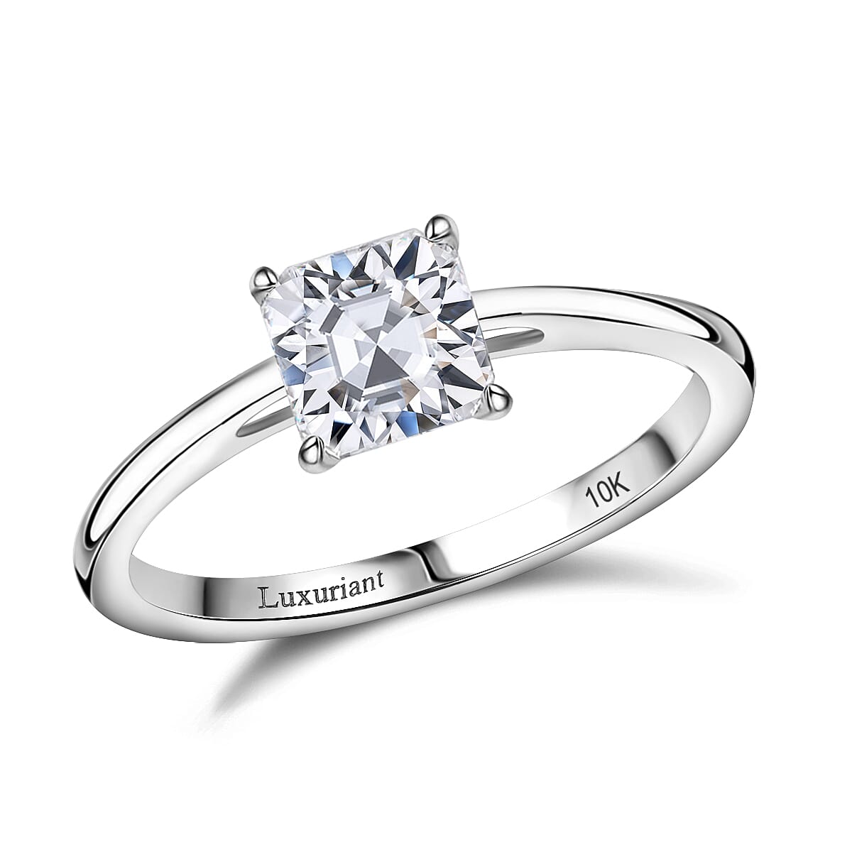 IGI Certified Luxoro 14K White Gold Princess Cut Luxuriant Lab Grown Diamond (E, VS) Solitaire Ring (Size 10.0) 1.00 ctw