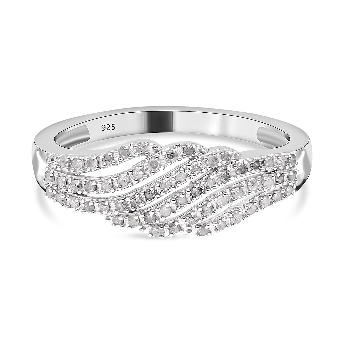 Diamond Ring in Platinum Over Sterling Silver (Size 10.0) 0.33 ctw