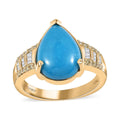 Epic Deal Luxoro 10K Yellow Gold Premium Sleeping Beauty Turquoise, I2 Natural Yellow and White Diamond Ring (Size 10.0) 5.25 Grams 4.75 ctw - Sticky add to cart bar