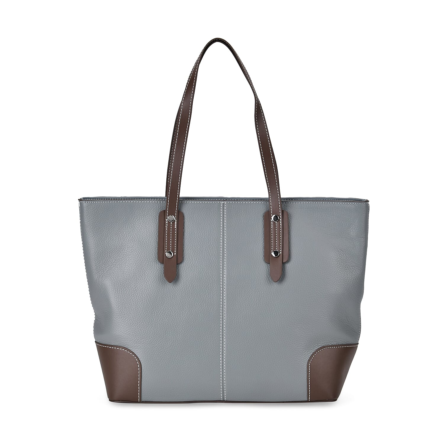 Black Genuine Leather Tote Bag with Double Handles Drop