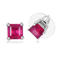 Niassa Ruby (FF) Solitaire Stud Earrings in Platinum Over Sterling Silver 3.35 ctw - Sticky add to cart bar