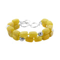 Lemon Quartz 2 Row Beaded Bracelet in Silvertone (7.0-9.0In) 160.75 ctw - Sticky add to cart bar