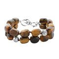 Yellow Tiger's Eye 2 Row Beaded Bracelet in Silvertone (7.0-9.0In) 165.00 ctw - Sticky add to cart bar