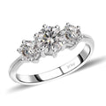 Moissanite 3 Stone Ring in Platinum Over Sterling Silver (Size 10) 1.75 ctw - Sticky add to cart bar