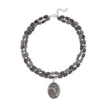 Map Jasper Two Row Beaded Necklace 20-22 Inches with Matching Pendant in Silvertone 687.00 ctw - Sticky add to cart bar