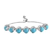 Sleeping Beauty Turquoise Bolo Bracelet in Platinum Over Sterling Silver (10.50 In) 11.40 ctw