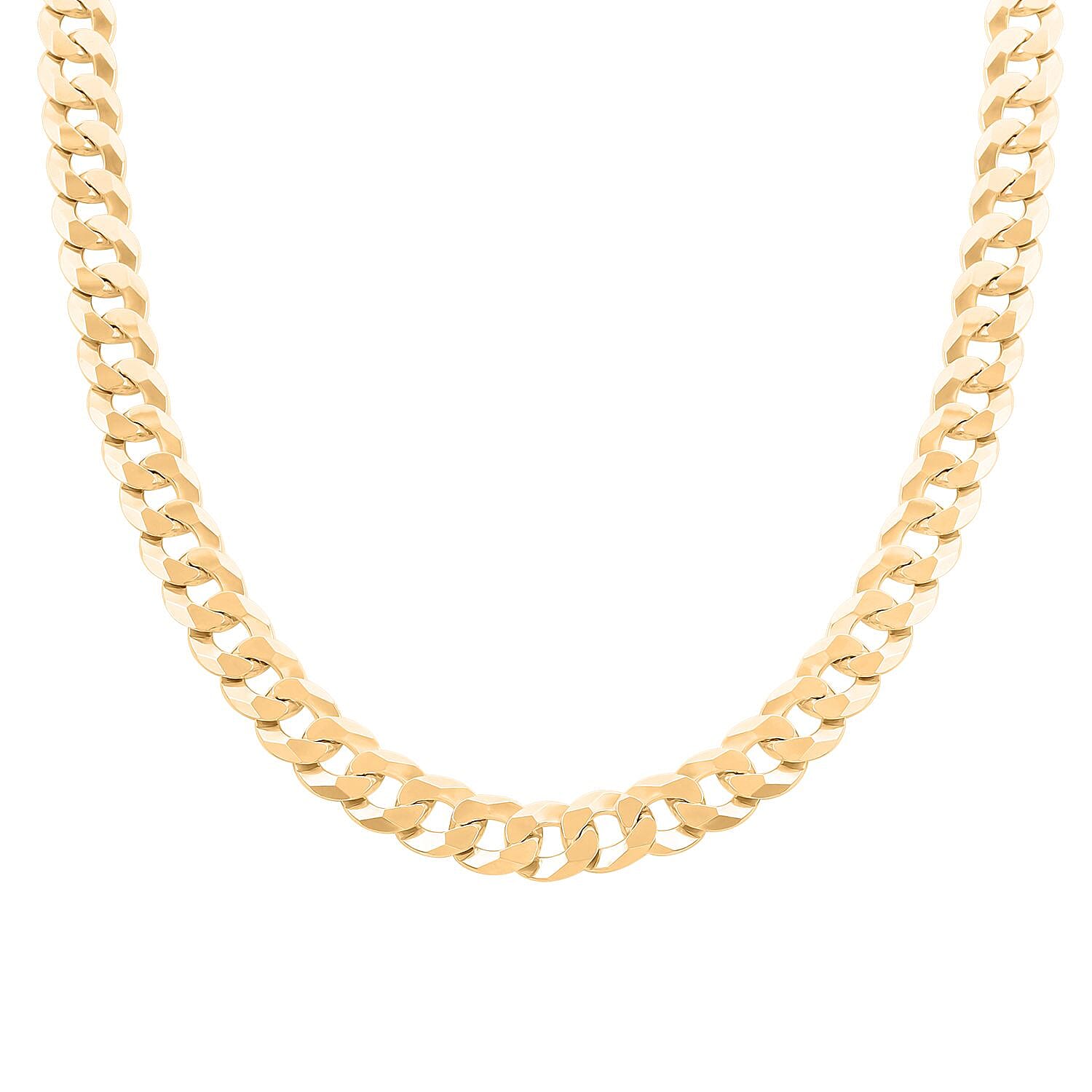 Italian 14K Yellow Gold Over Sterling Silver Flat Curb Necklace 20 Inches 67 Grams
