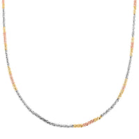 Italian 14K Yellow, Rose Gold Over and Sterling Silver Sparkle Margarita Chain Necklace 20-22 Inches 11.25 Grams