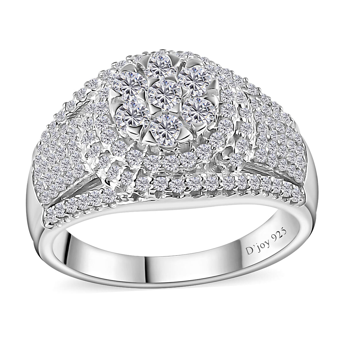 Diamond Ring in Platinum Over Sterling Silver 1.00 ctw