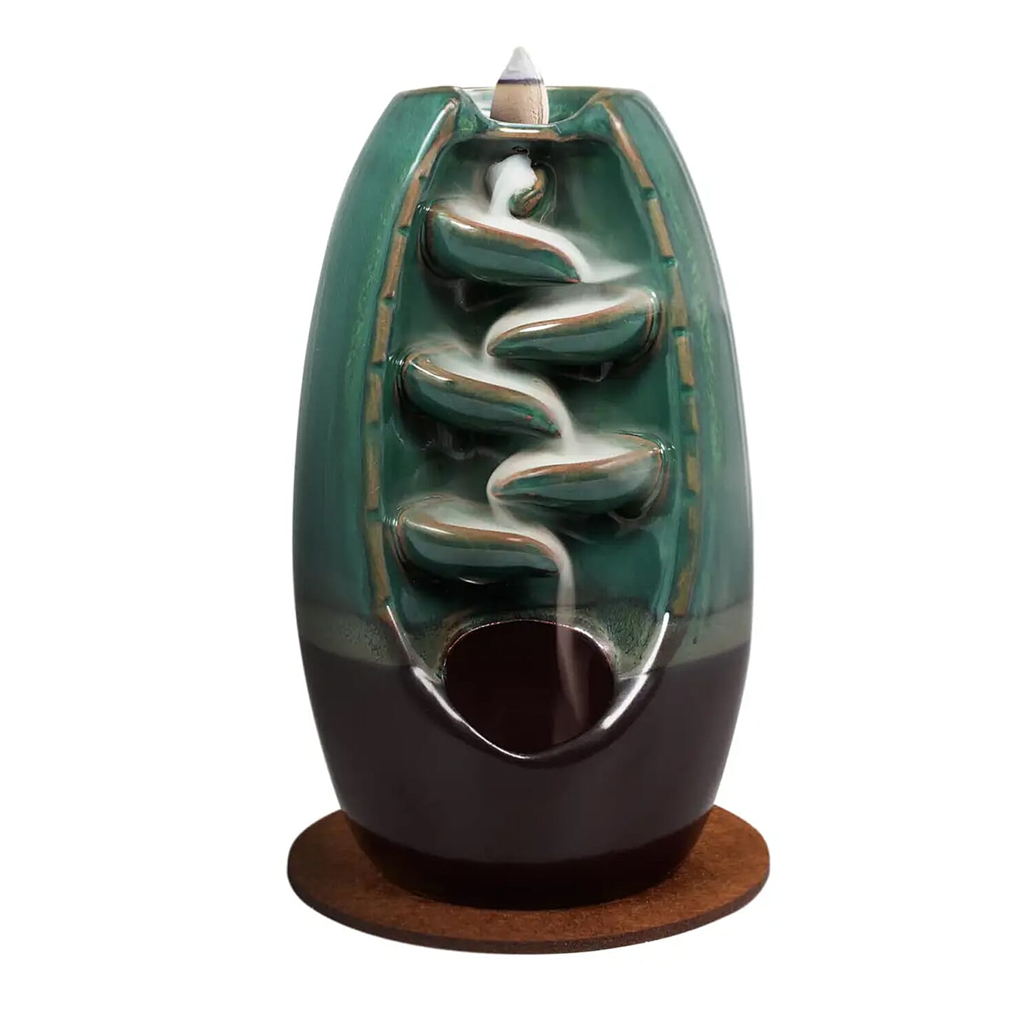 Trend Vision Cascading Ceramic Incense Burner with 10 Assorted Cones -Cyan (5.5"x8.7")