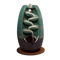 Trend Vision Cascading Ceramic Incense Burner with 10 Assorted Cones -Cyan (5.5"x8.7")