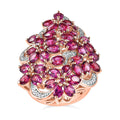 Orissa Rhodolite Garnet and White Zircon Floral Ring in Vermeil Rose Gold Over Sterling Silver (Size 10.0) 8.35 ctw (Del. in 10-12 Days) - Sticky add to cart bar