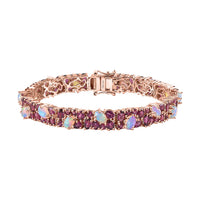 Orissa Rhodolite Garnet and Ethiopian Welo Opal Bracelet in Vermeil Rose Gold Over Sterling Silver (6.50 In) 20.30 ctw (Del. in 10-12 Days)