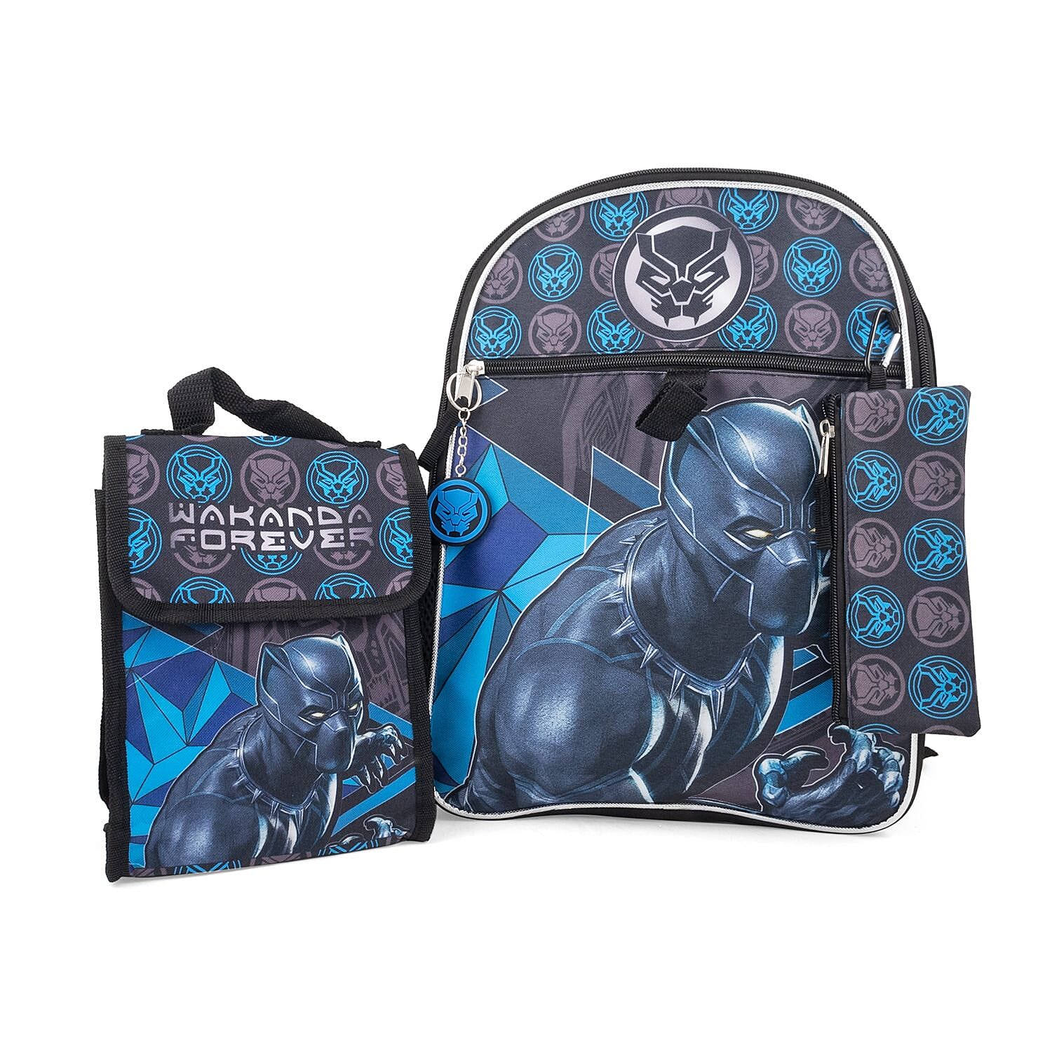 Black Panther Backpack with Lunch Bag (12"x5"x16")