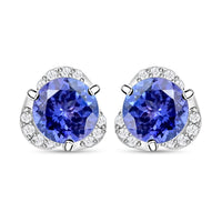 Certified & Appraised Rhapsody 950 Platinum AAAA Tanzanite and E-F VS Diamond Stud Earrings 2.00 ctw