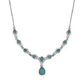 Premium Grandidierite and White Zircon Drop Necklace 18-20 Inches in Platinum Over Sterling Silver 4.50 ctw - Sticky add to cart bar