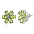 Peridot Floral Stud Earrings in Platinum Over Sterling Silver 5.00 ctw - Sticky add to cart bar