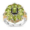 Peridot and Thai Black Spinel Floral Ring in Vermeil YG and Platinum Over Sterling Silver (Del. in 10-12 Days) 5.60 ctw - Sticky add to cart bar