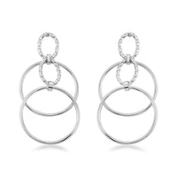Italian Sterling Silver Circle Drop Interlocked Statement Earrings 7.50 Grams