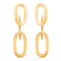 Italian 14K Yellow Gold Over Sterling Silver Paper Clip 3 Row Drop Statement Earrings 16.90 Grams - Sticky add to cart bar