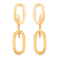 Italian 14K Yellow Gold Over Sterling Silver Paper Clip 3 Row Drop Statement Earrings 16.90 Grams
