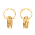 Italian 14K YG Over Sterling Silver Multi Hoop Circle Interlocked Drop Statement Earrings (10.40 g) - Sticky add to cart bar