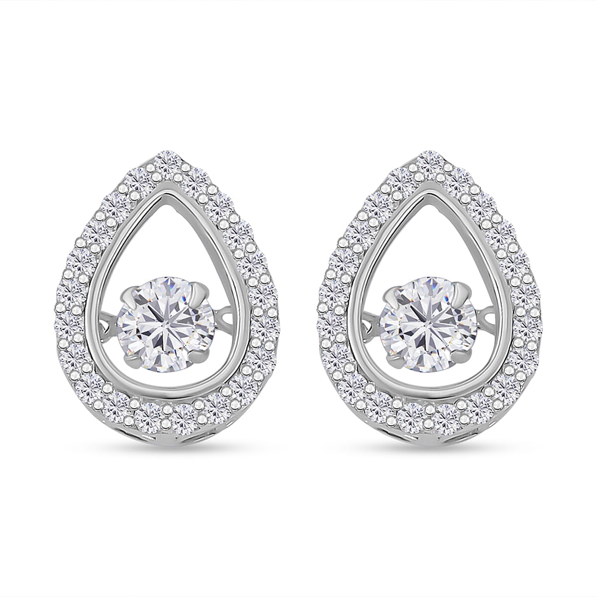 Simulated Diamond 2.35 ctw Stud Earrings in Platinum Over Sterling Silver