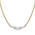 Italian Simulated Green and White Diamond Necklace 17 Inches in 14K Yellow Gold Over and Sterling Silver 3.35 ctw - Sticky add to cart bar