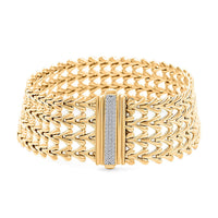 Italian Simulated Diamond Bracelet in 14K Yellow Gold Over Sterling Silver (7.50 In) 1.20 ctw