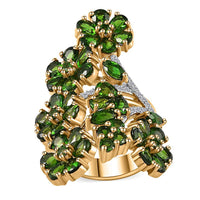 Pre Memorial Day TLV Chrome Diopside, White Zircon Floral Ring in Vermeil YG Over Sterling Silver (Size 10.0) (Del. in 8-10 Days) 7.00 ctw