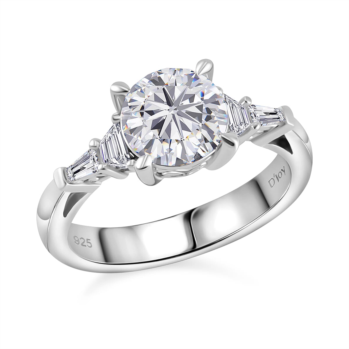 Moissanite (Rnd 8mm) Statement Ring in Platinum Over Sterling Silver (Size 10.0) 2.00 ctw