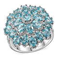 TLV Madagascar Paraiba Apatite, White Zircon Ring in Platinum Over Sterling Silver (Size 10.0) 5.15 ctw - Sticky add to cart bar
