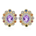 Rose De France Amethyst and Multi Gemstone 5.20 ctw Earrings in Vermeil Yellow Gold Over Sterling Silver - Sticky add to cart bar