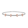Modani 14K White and Rose Gold Natural Pink ( SI2 ) and White Diamond Bangle Bracelet (7.0 In) 5.85 Grams 0.75 ctw - Sticky add to cart bar