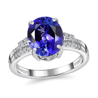 Rhapsody 950 Platinum AAAA Tanzanite and E-F VS Diamond Ring (Size 6.0) 6.20 Grams 4.15 ctw