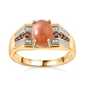 Peach Moonstone, Multi Gemstone Ring in Vermeil YG Over Sterling Silver (Size 12.0) 3.50 ctw - Sticky add to cart bar