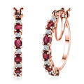 Premium Ouro Fino Rubellite and Moissanite Hoop Earrings in Vermeil Rose Gold Over Sterling Silver 1.90 ctw - Sticky add to cart bar